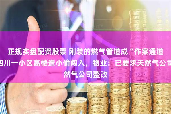 正规实盘配资股票 刚装的燃气管道成“作案通道”?四川一小区高楼遭小偷闯入,物业:已要求天然气公司整改