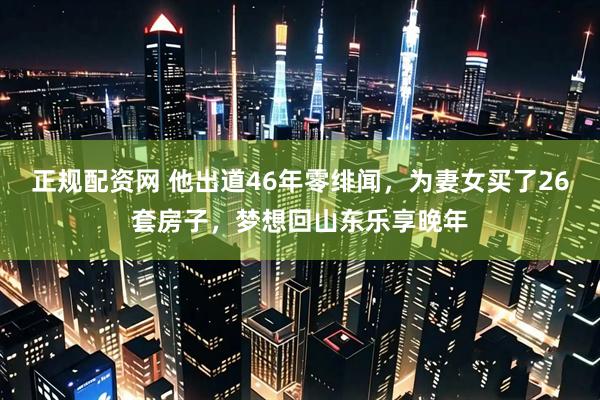 正规配资网 他出道46年零绯闻，为妻女买了26套房子，梦想回山东乐享晚年